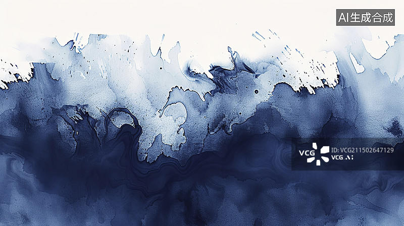 【AI数字艺术】水渍水彩深蓝色背景图片素材