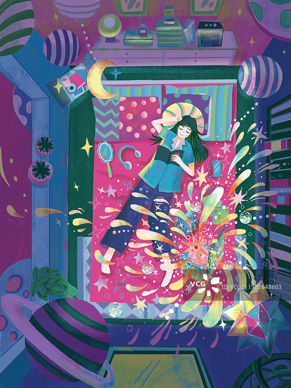 夜晚的卧室图片素材