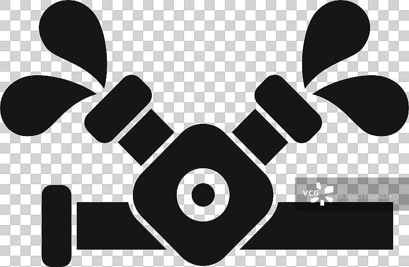 带扳手的黑白管道图标图片素材