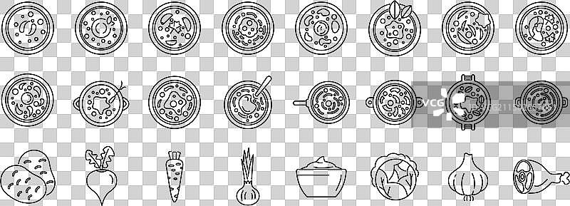 罗宋汤食品轮廓图标合集图片素材