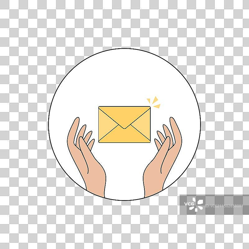 手拿黄色信封图片素材