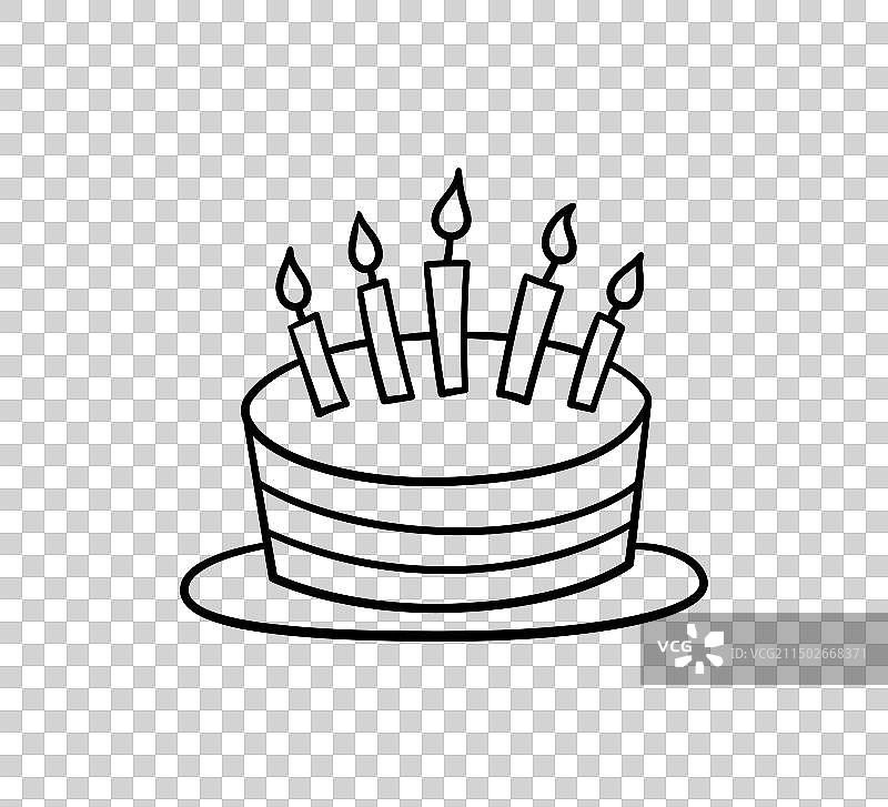 手绘五根蜡烛的生日蛋糕图片素材
