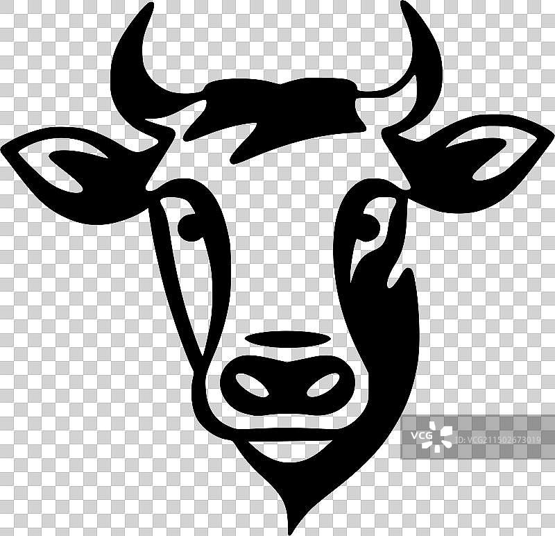奶牛 - 简约扁平风格Logo图片素材