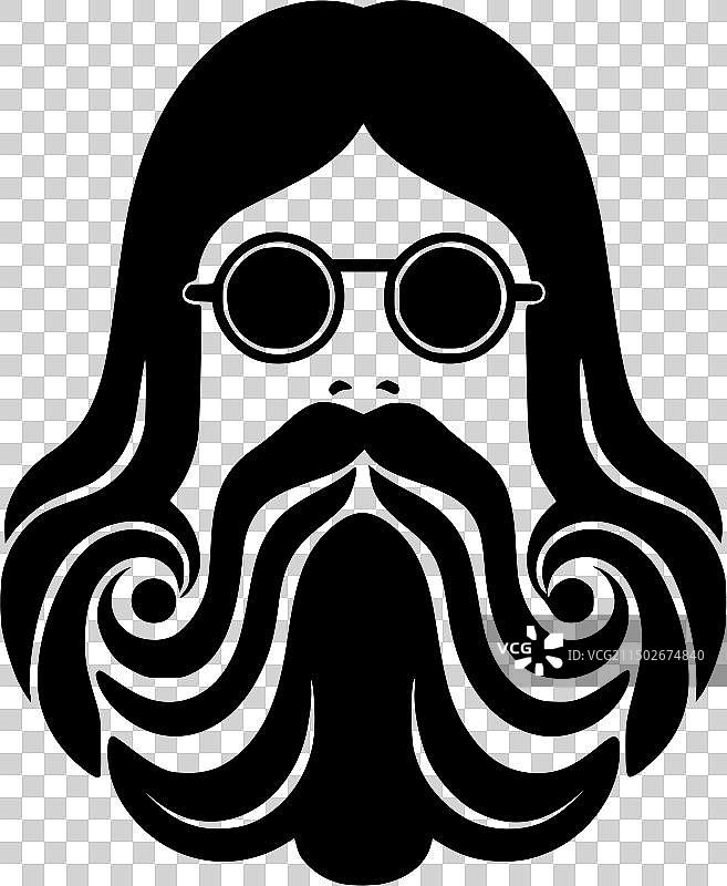 嬉皮士黑白隔离图标图片素材