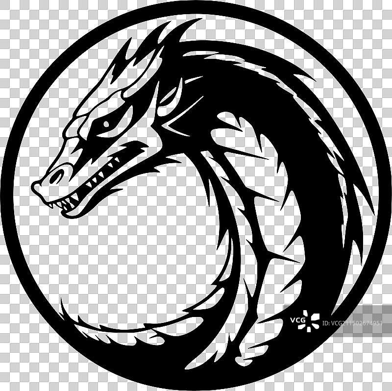 科莫多巨蜥黑白插画图片素材