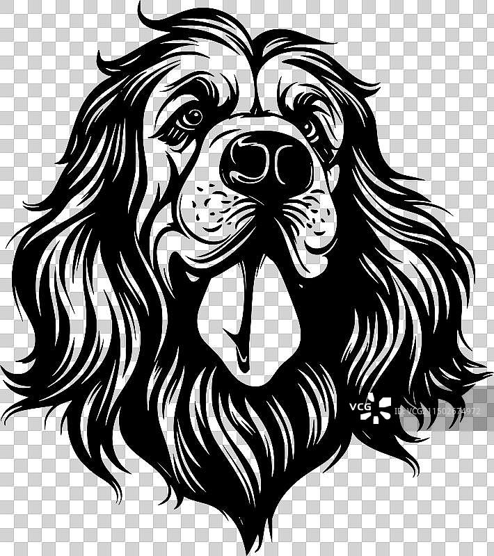 黑白狮子犬隔离图标图片素材