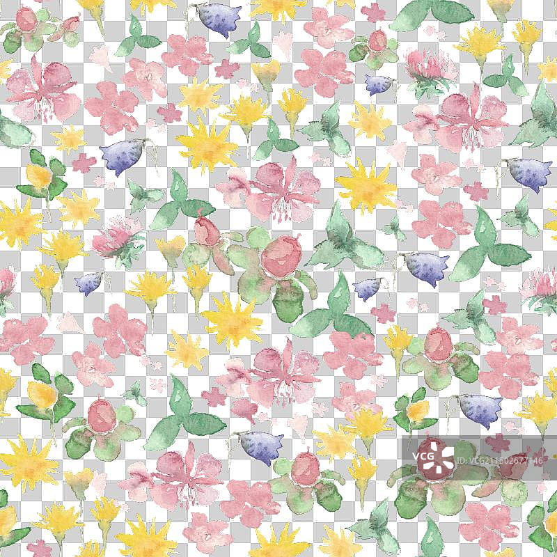 水彩花卉无缝图案图片素材