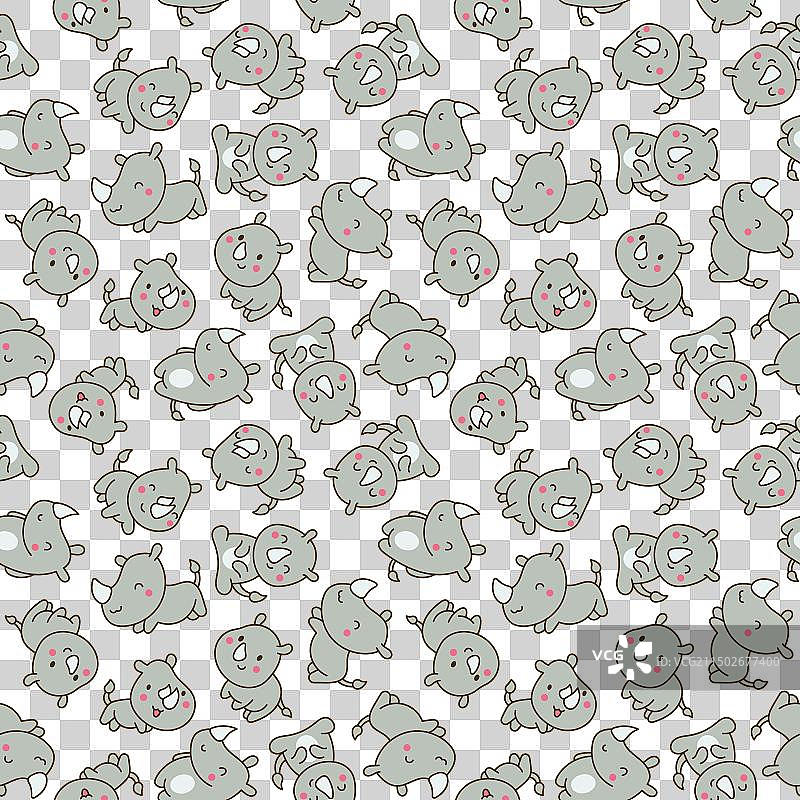 可爱卡通犀牛无缝图案图片素材