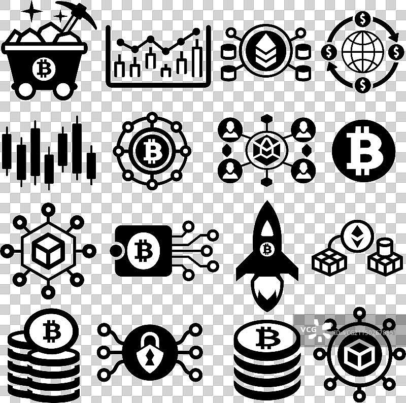 黑色加密货币图标合集图片素材