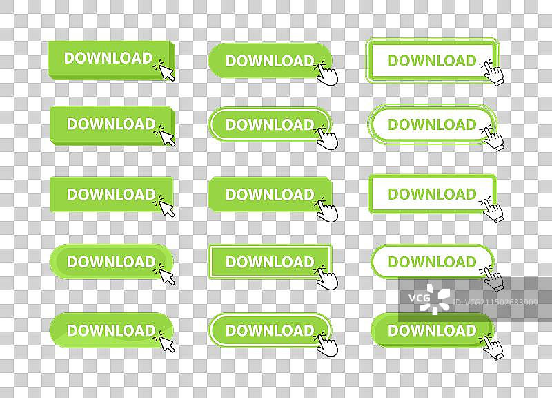 带指针点击的网页下载按钮图片素材