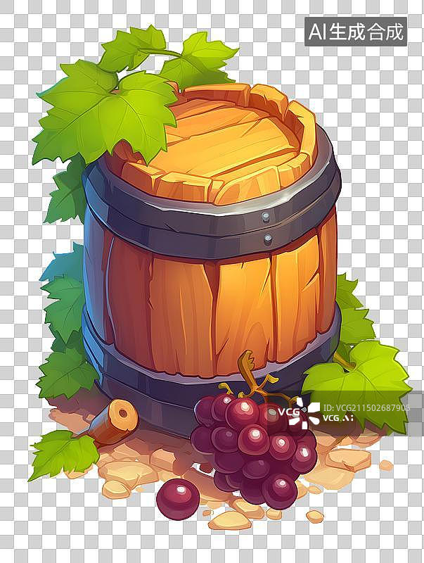 【AI数字艺术】橡木桶里的葡萄酒图片素材