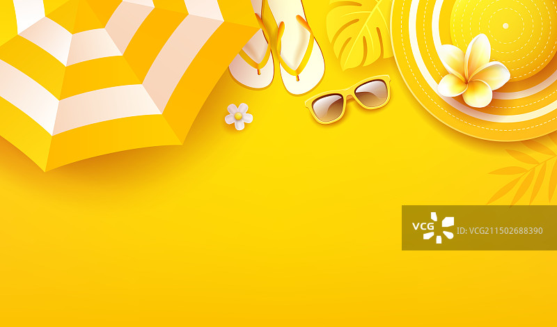 夏季假期概念黄色背景banner图片素材