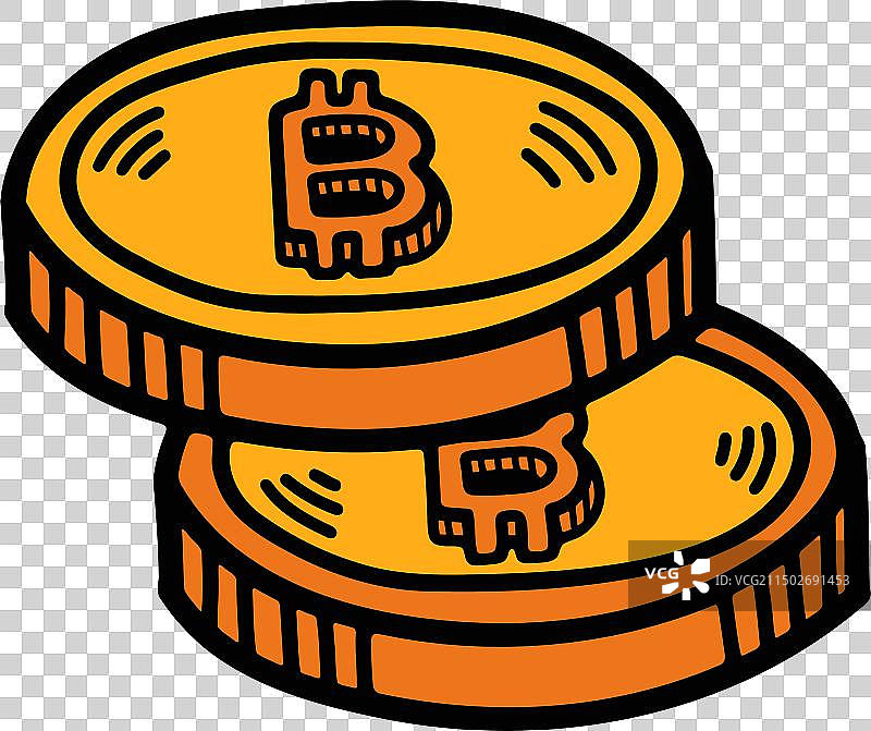 手绘线条艺术数字货币符号图片素材