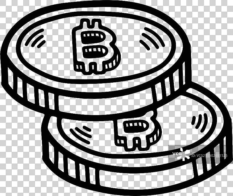 手绘线条艺术数字货币符号图片素材