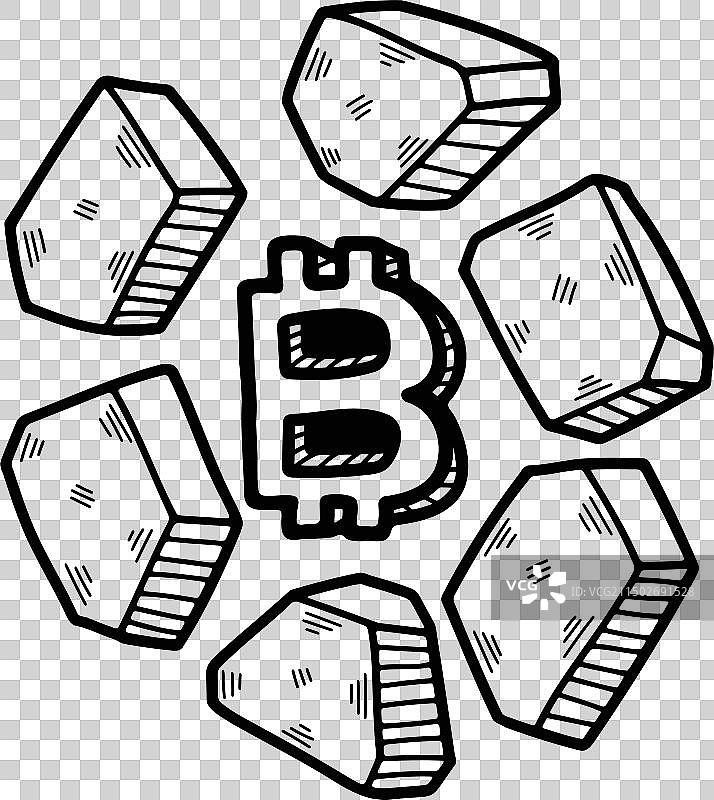手绘线条艺术数字货币符号图片素材