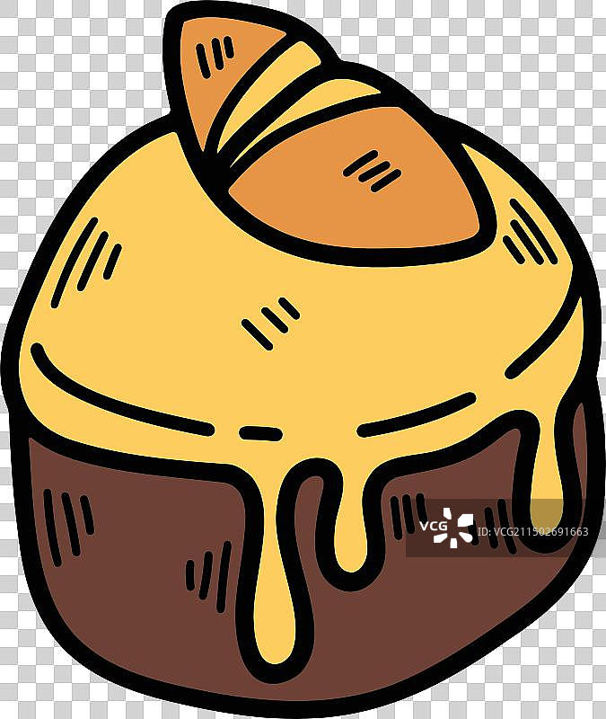 手绘面包和纸杯蛋糕线条图片素材