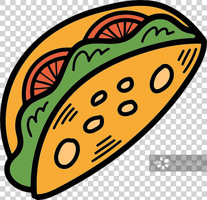 手绘墨西哥卷饼或三明治线性艺术图片素材