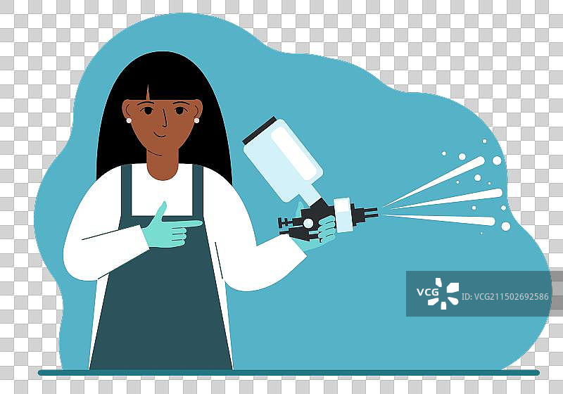 穿特制服的女人手持喷漆枪图片素材