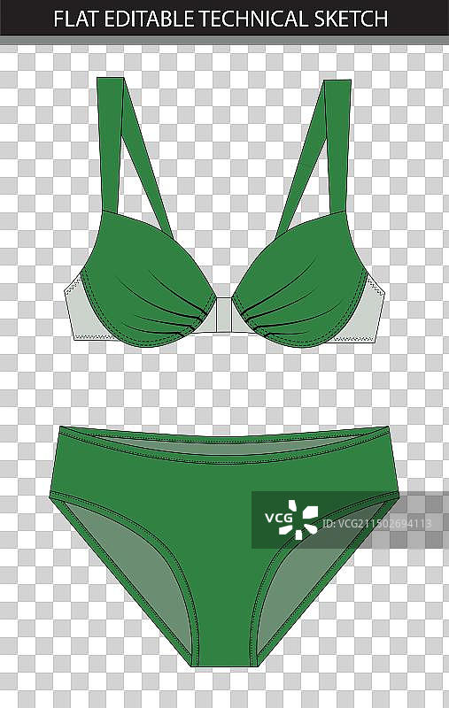 黑白图案绿色比基尼图片素材
