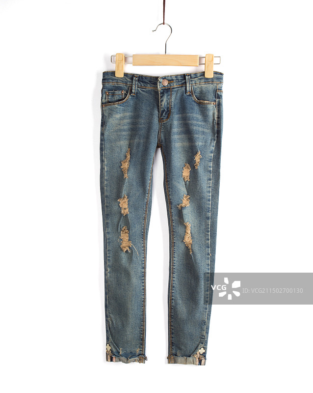 女士服装蓝色牛仔长裤图片素材