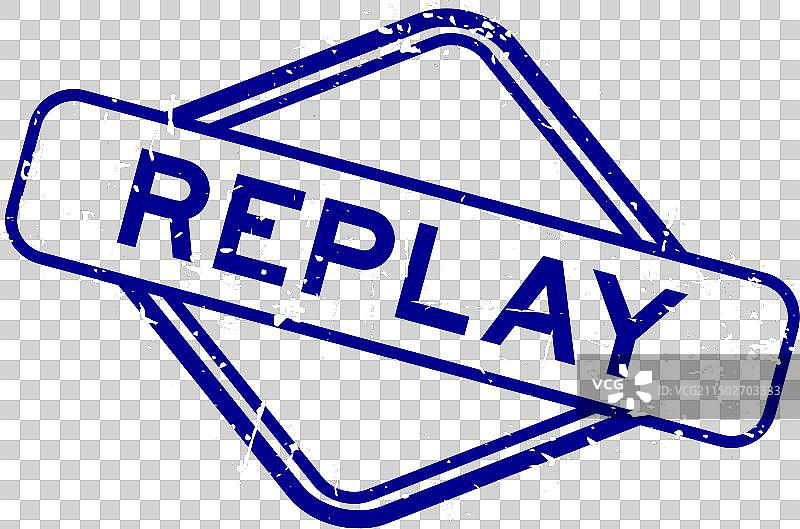 蓝色复古风格“重播”印章图片素材