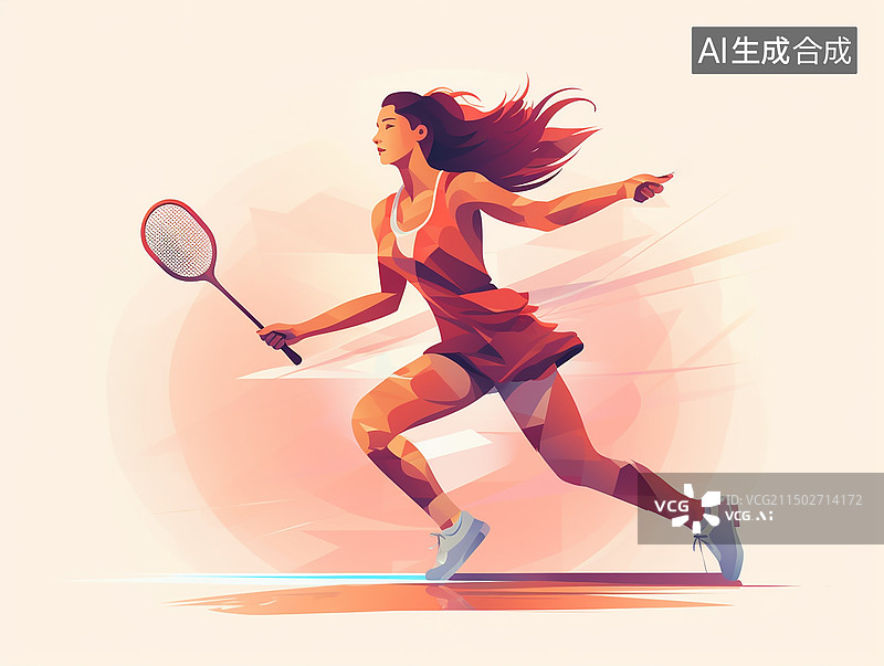 【AI数字艺术】运动员打羽毛球场景图片素材