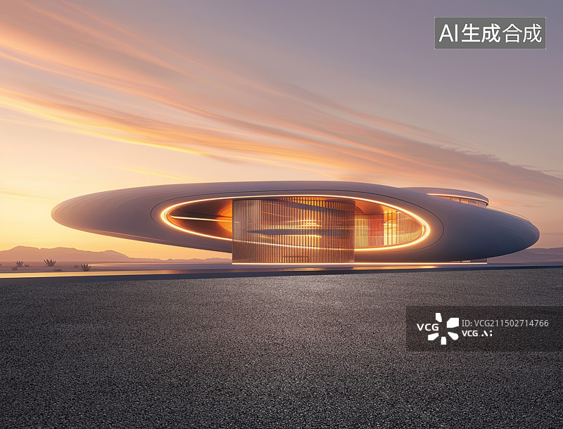 【AI数字艺术】未来抽象建筑与沥青地面路面背景图片素材