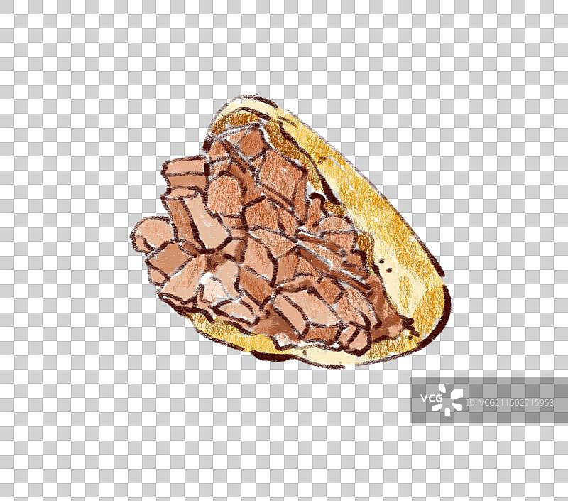 手绘河北特色美食白肉罩饼肉夹馍插画图片素材