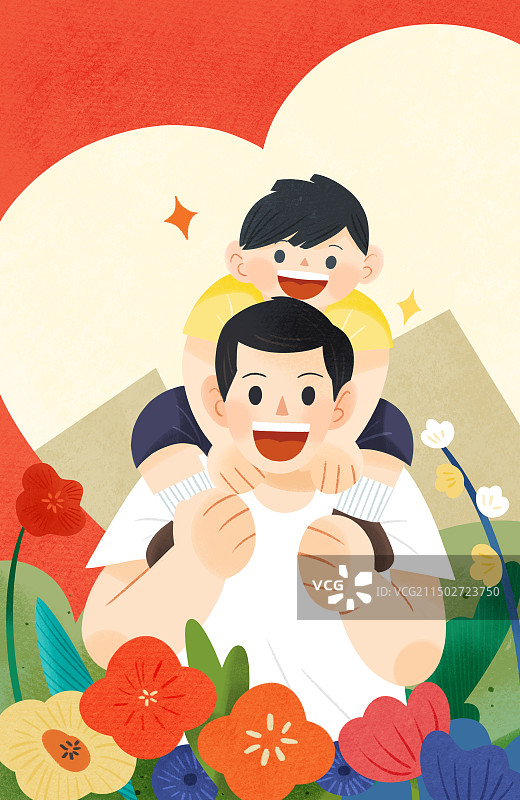 肌理插画_父亲节_父子父爱图片素材