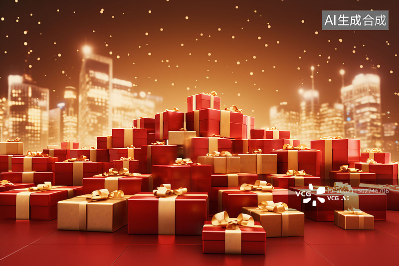 【AI数字艺术】节日庆典活动礼盒3d渲染购物节情人节元素图片素材