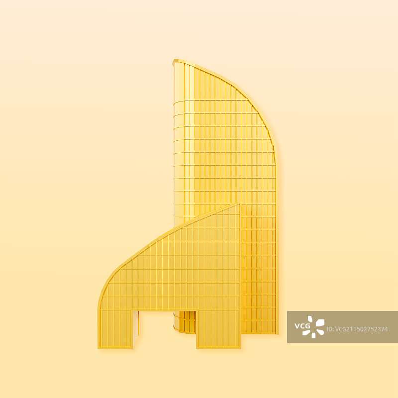 3D立体金色上海地标招商银行上海大厦插画图片素材