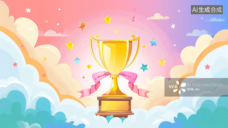 【AI数字艺术】运动奖杯图标模型冠军比赛胜利概念插图图片素材