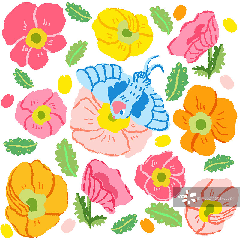 春天有燕子有美丽鲜艳的大花花图片素材