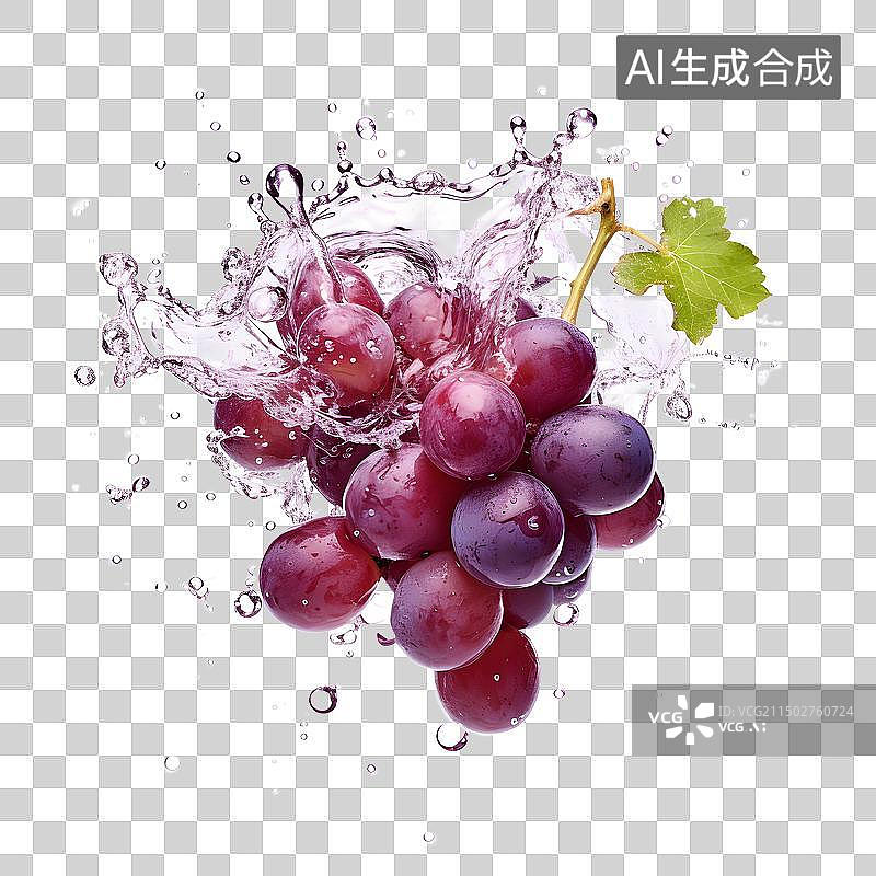 【AI数字艺术】多汁的葡萄 溅水 新鲜水果图片素材