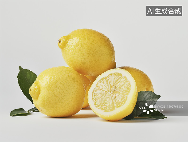 【AI数字艺术】白底背景上诱人的柠檬图片素材