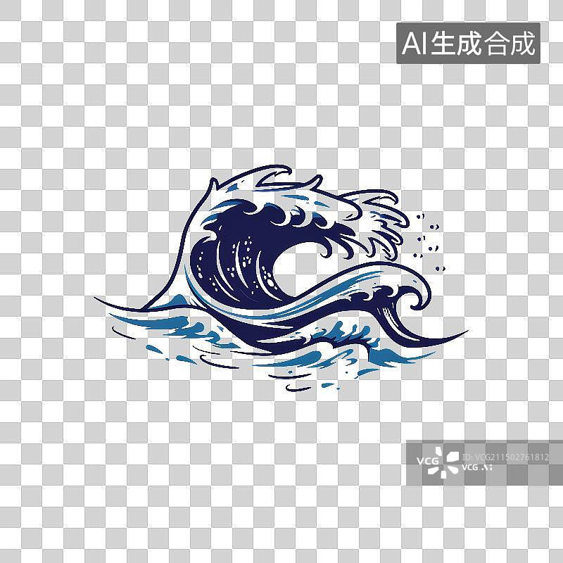 【AI数字艺术】海浪元素插画图片素材