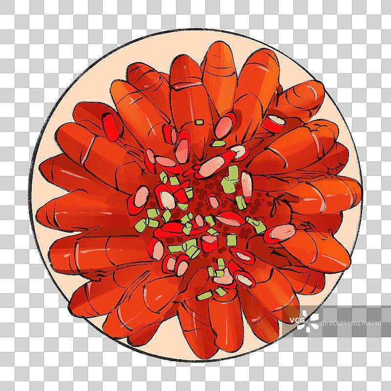 麻辣小龙虾-江苏美食特产手绘插画元素图片素材