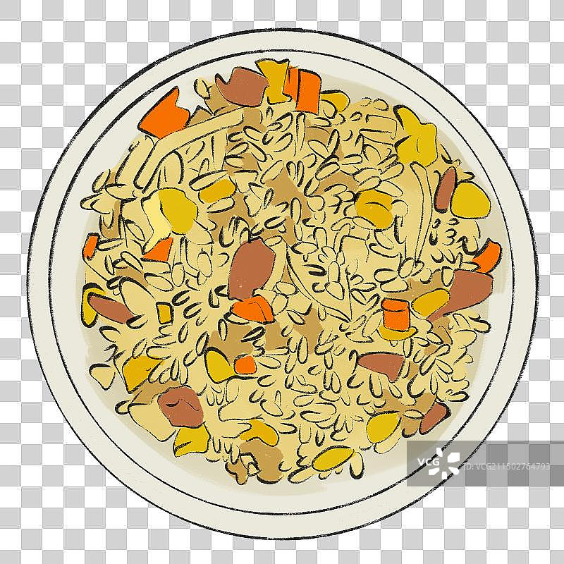 扬州炒饭-江苏扬州美食小吃特产手绘插画元素图片素材