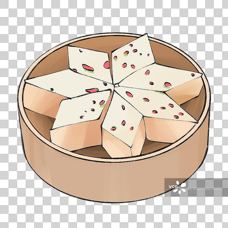 千层油糕-江苏美食小吃糕点特产手绘插画元素图片素材