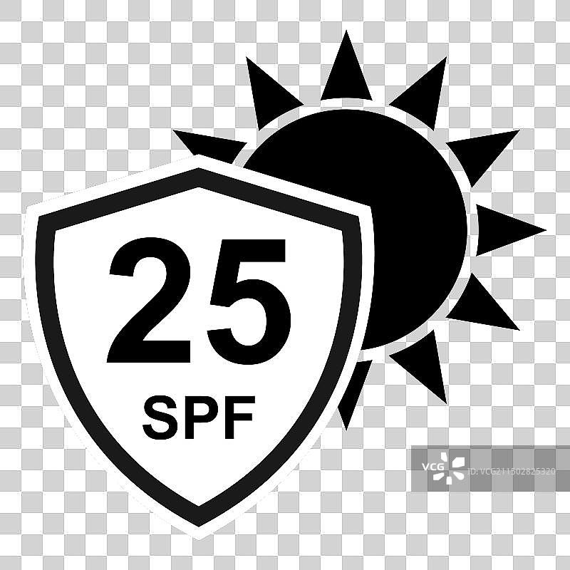 防晒指数25，紫外线辐射阻挡图标图片素材