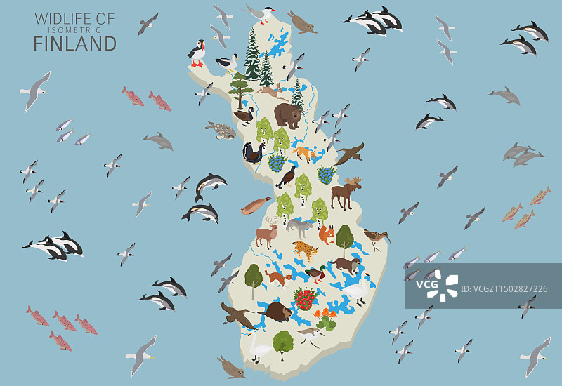 2.5D芬兰野生动物设计图片素材
