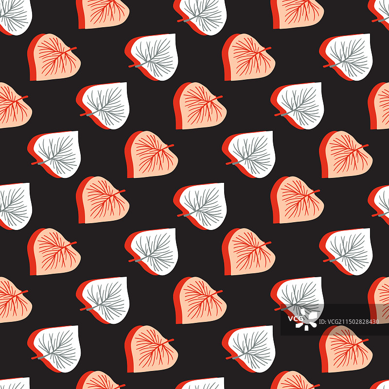 红白乡村风格枝叶图案图片素材