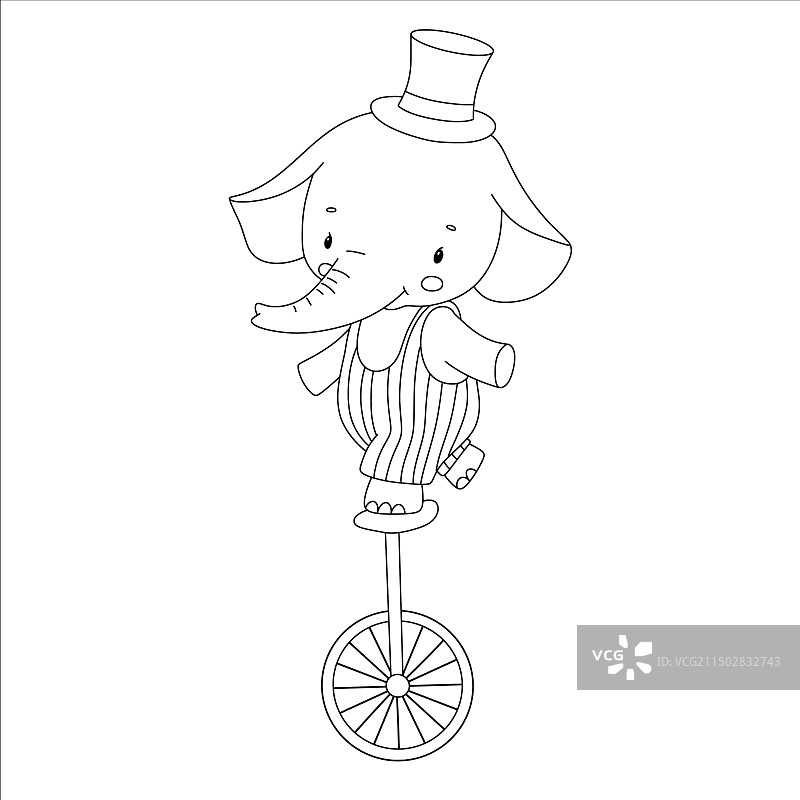 轮子上可爱马戏团小象轮廓图片素材