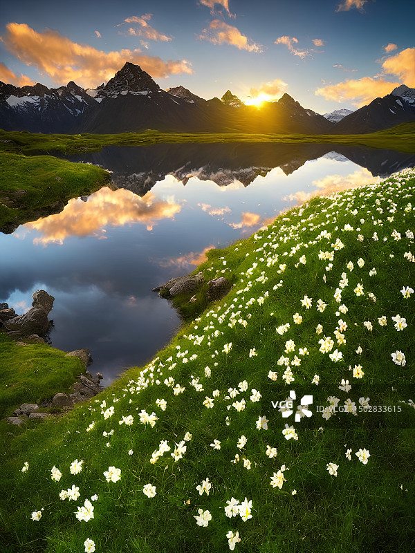雪山倒影最美风景图片素材