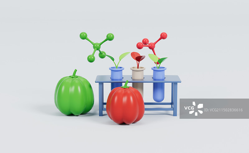 植物种子与菜椒3D渲染图片素材