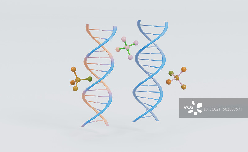 生物科技DNA与分子3D渲染图片素材