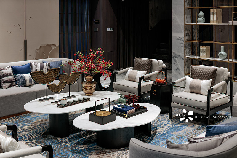 中式禅意客厅会客厅空间图片素材