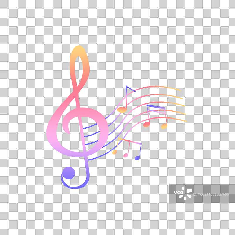 渐变色跳动的音符五线谱插画图标图片素材