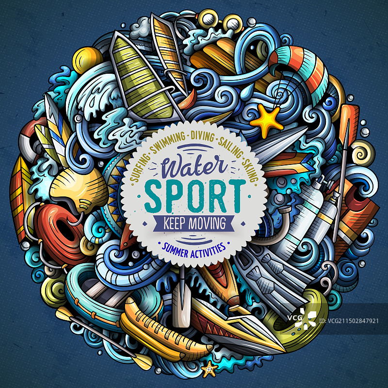 手绘水上运动涂鸦图片素材