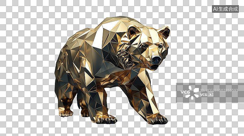 【AI数字艺术】棕熊金属雕像免抠元素图片素材